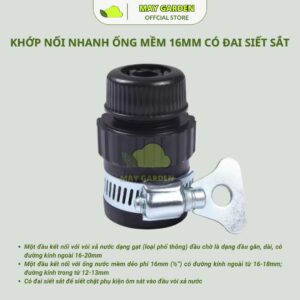 Khớp nối nhanh ống mềm 16mm có đai siết sắt