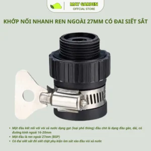 Khớp nối nhanh ren ngoài 27mm có đai siết sắt
